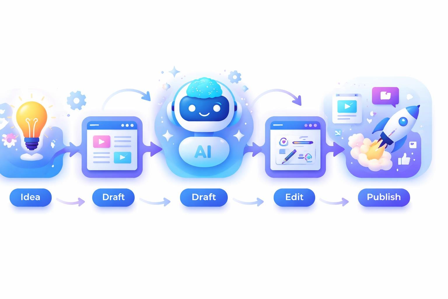 AI-assisted content creation process from idea to publishing